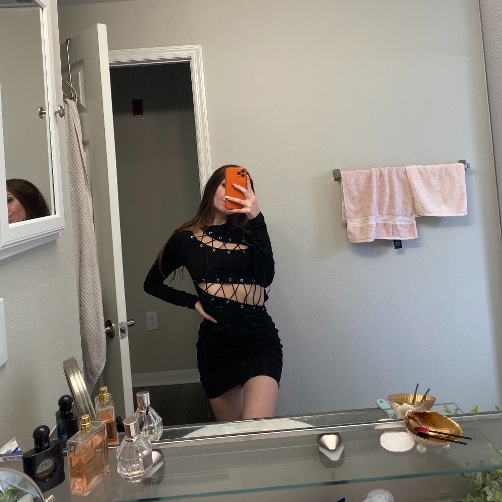 Tiger Mist Black Cut out Strapped Mini Dress